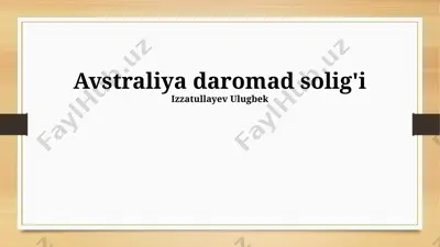 avstraliya daromad solig'i — PPTX