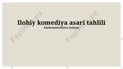 ilohiy komediya asari tahlili — PPTX
