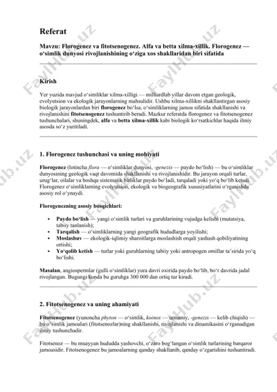 florogenez va fitotsenogenez — DOCX