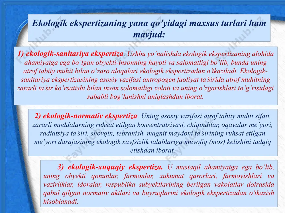 respublike uzbekistan. t. 2002. li n. ekologicheskaya ekspertiza. uchebnoye rukovodstvo. m. 1995. reymers n.f. prirodopolzovaniye. slovar( spravochnik. m. 1990. spravochnik, ekologa(eksperta. t.1997. www.ziyonet.uz image9.jpeg image10.jpeg image11.jpeg image12.jpeg image13.png image14.jpeg image15.jpeg image16.jpeg image17.png image1.jpeg image2.jpeg image3.jpeg image4.jpeg image5.jpeg image6.jpeg image7.jpeg image8.jpeg