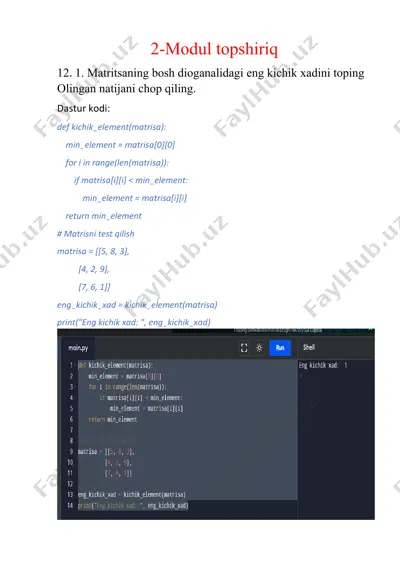 matritsa topshiriq — DOCX