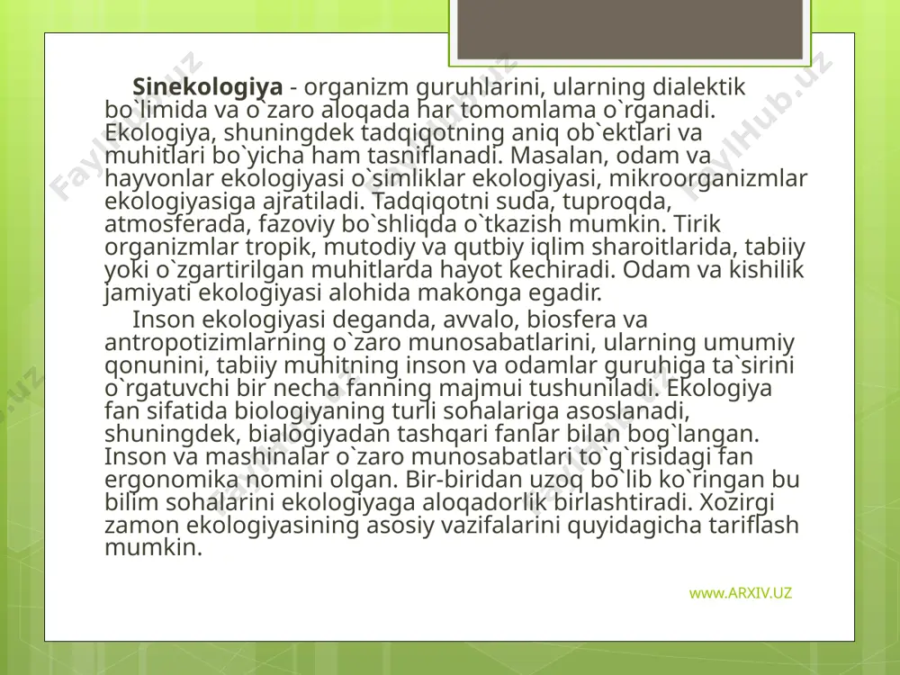 ekologiya strukturasi, predmeti, vazifalari - Page 4