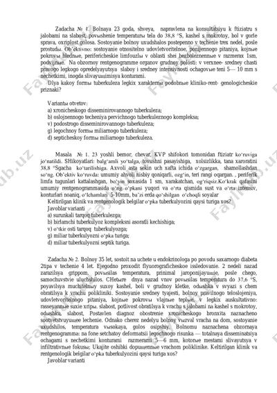 tuberkulez haqida test savollari — PDF