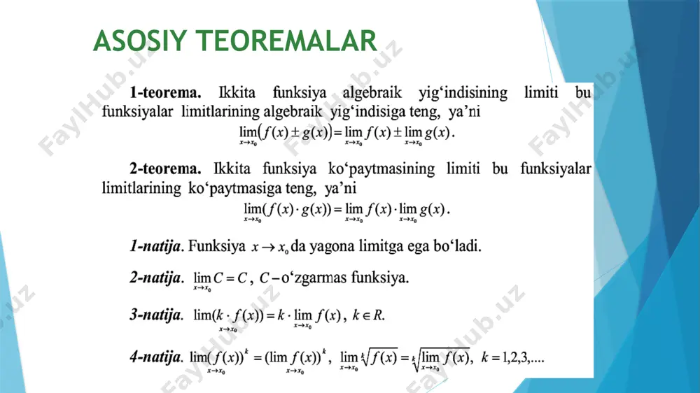 limitlar haqida asosiy teoremalar - Page 2