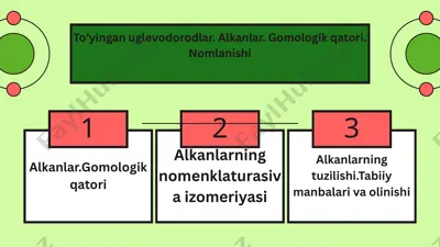 to’yingan uglevodorodlar. alkanlar. gomologik qatori. nomlanishi — PPTX