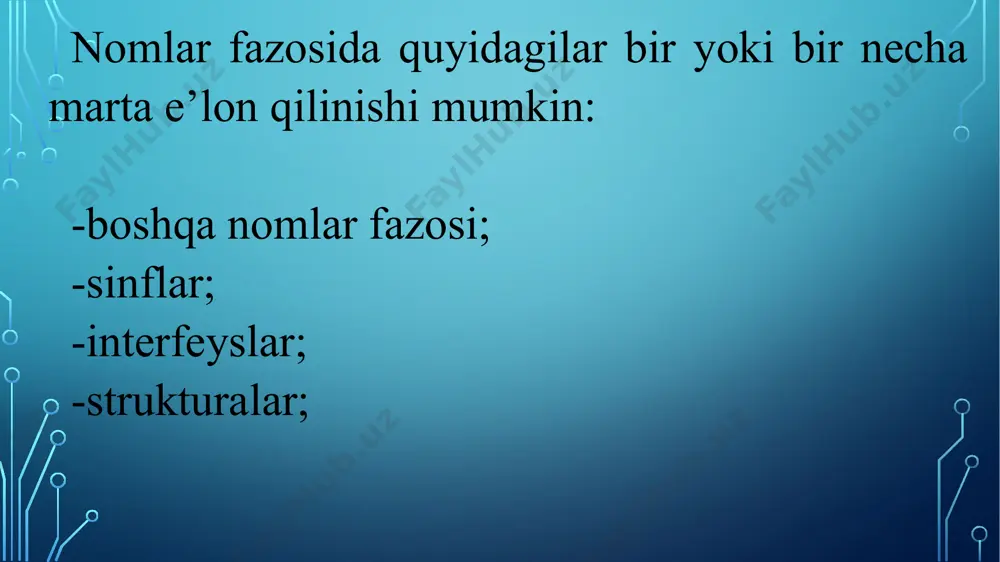 namespace (nomlar fazosi) haqida - Page 5
