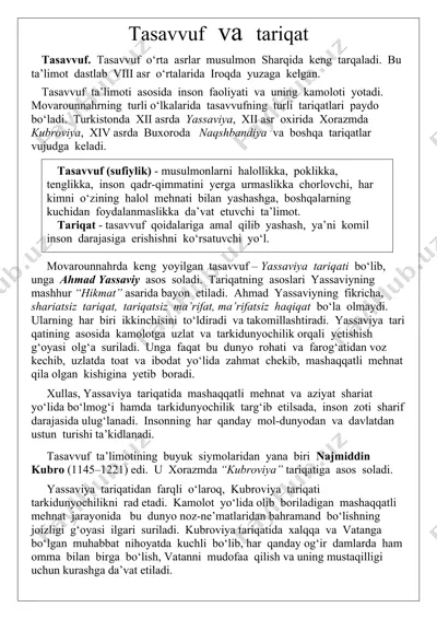 tasavvuf va tariqat — DOCX