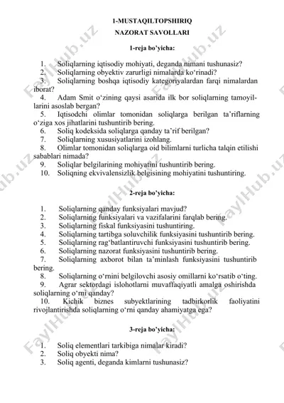soliqlar va soliqlar tizimi — DOC