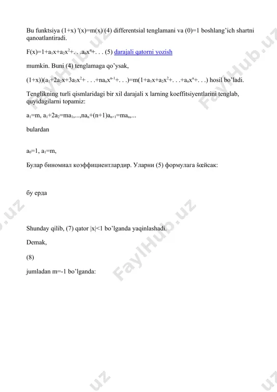 darajali qatorlar. yaqinlashish radiusi. teylor va makloren qatorlari - Page 3