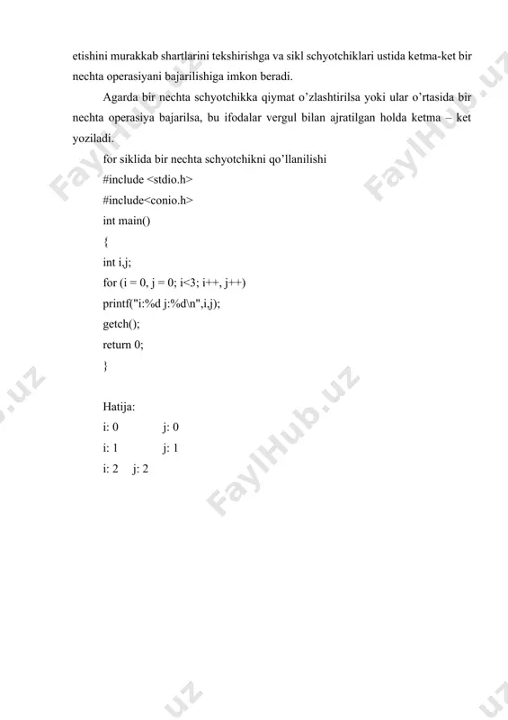 takrorlanuvchi jarayonlar va ularni dasturlash. for, while va do operatorlari yordamida takrorlanishlarni dasturlash - Page 5