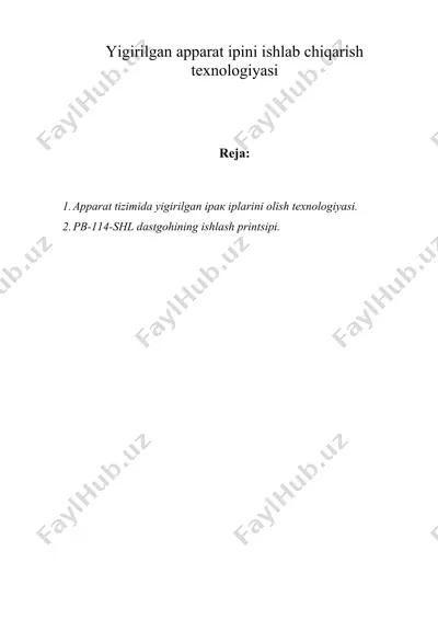 yigirilgаn аppаrаt ipini ishlаb chiqаrish tехnоlоgiyasi — DOC
