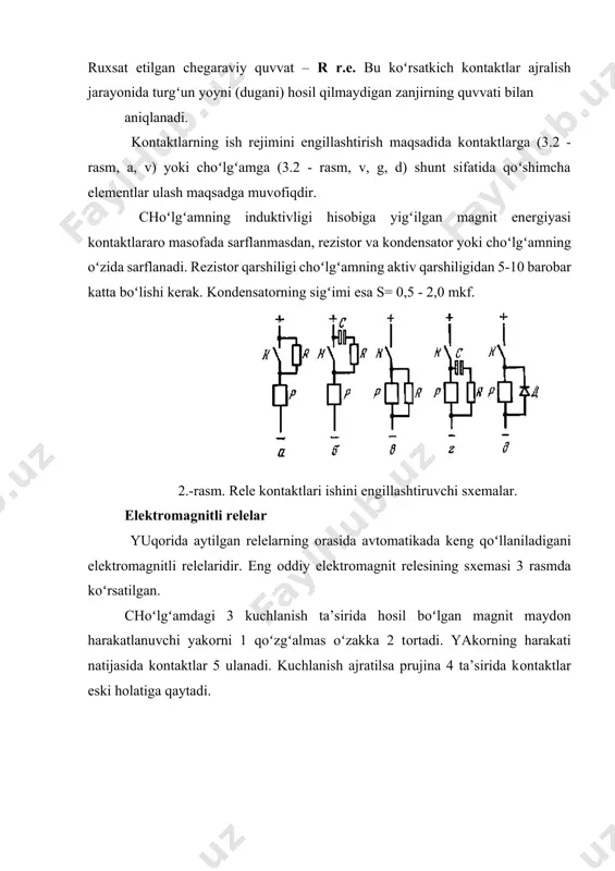 elektrik relelar, ishlash printsipi, asosiy tavsiflari - Page 5