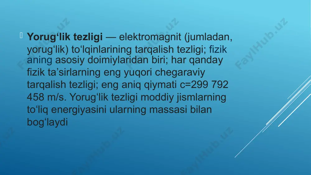 tezligini toping. ikkita jism bir xil boshlang‘ich tezlik -100 m/s tezlik bilan gorizontga 37^\circ va 53^\circ burchaklar ostida otildi. ularning ko‘chishlari orasidagi farqni toping. (sin37^\circ=0.6; cos37^\circ =0.8). gorizontga burchak ostida otilgan jismning tezlanishi qanday bo‘ladi? gorizontga burchak ostida otilgan jismning parvoz etish vaqti 10 s. jism qanday balandlikka ko‘tarilgan? jism gorizontga biror boshlang‘ich tezlik bilan arctg4 burchak ostida otildi. uning uchish uzoqligi ko‘tarilish balangligidan qanday farqlanadi? gorizontga burchak ostida otilgan jismning uchish uzoqligi ko‘tarilish balandligidan 2 marta kichik. otilish burchagini toping. jism gorizontga 60^\circ burchak ostida 60 m/s tezlik bilan otildi. qanday eng kichik vaqtdan keyin jismning tezlik vektori gorizont bilan 45^\circ burchak hosil qiladi? jism gorizontga 60^\circ burchak ostida 120 m/s tezlik bilan otildi. jism umumiy tezligining vertikal tashkil etuvchisi nolga teng bo‘lgan vaqtda tezlikning gorizontal tashkil etuvchisi qanday bo‘ladi? gorizontga burchak ostida otilgan jismning tezligi o‘zgarmagan holda, otilish burchagi qanday bo‘lganida uchish uzoqligi eng kattaqiymatga erishadi? gorizontga burchak …