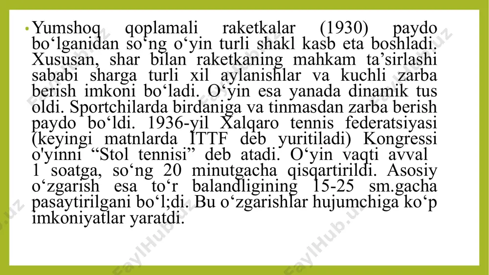 erkaklar o‘rtasidagi yakkalik bahslarda shvetsiyalik yan-uve yaldner, 2003-yilda avstriyalik yerner shlager, 2000-yilda esa juftlik bahslarda shvetsiyaning erkaklar jamoasi qo’lga kiritgan. 1988-yildan 2016-yilgacha bo‘lib o‘tgan olimpiya o‘yinlarida 32 ta oltin medaldan 28 tasini xitoyliklar, yana uchta oltin medalni janubiy koreya vakillari qo'lga kiritishgan (yevropaliklar orasida yan-uve valdner yagona olimpiya chempioni hisoblanadi). pekindagi olimpiya o‘yinlarida xitoyliklar erkaklar va ayollar yakkalik bahslarida shohsupanmg barcha o‘rinlarini egallashgan, shuningdek, ayollar va erkaklar jamoaviy bahslarda ham g‘alaba qozonganlar. shimdan keyin olimpiada reglamentiga o‘zgartirish kiritilgan. bunga ko'ra (2012-yildan boshlab) shaxsiy turnirda har bir davlatdan 2 nafardan ko‘p bo‘lmagan ayol sportchilar qatnashishi mumkinligi belgilab qo‘yilgan. hozirgi kunda xitoylik sportchilar butun dunyo bo‘ylab tarqalib, fuqarolikni o‘zgartirgan holda ko‘plab mamlakatlar terma jamoalarida o‘ynab kelmoqdalar. 1957-yilda yevropa stol tennisi ittifoqi (ettu) tuzilgan va shtab-kvartira qilib shvetsiyaning stokgolm shahri belgilangan. stol tennisi sport turi nafaqat osiyoda balki yevropada ham ommabop bo‘lib (2016-yil holatiga ko‘ra) 57 mamlakat ettuga a’zolikka qabul qilingan. hozirgi kunga …