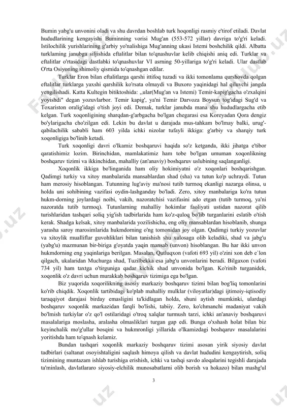 ustahkamlandi. ularning 456 yilda xitoyga o'z elchilarini yuborishi ham buning tasdig'idir. eftalitlarning janubga siljishi sosoniylar eroni bilan to'qnashuvlar keltirib chiqardi. bu urushda ham eftalitlar g'alaba qozonib, sosoniylar eftalitlarning o'lpondoriga aylanib qoladi. eftalitlar sosoniylar bilan birga kurash jarayonida o'rta osiyoning janubiga siljiy boshlagan. ular 467-470 yoki 480 yillarda sug'dni bosib olishadi va keyin sharqiy turkistonga qarab siljishadi. 479 yilda turfon, 490-497 yillarda urumchi, 497 va 507 yillar oralig'ida karashara, xo'tan va qoshg'ar eftalitlar davlati tarkibiga kiradi va vi asrning boshlarida butun sharqiy turkiston eftalitlar qo'l ostida birlashadi. eftalitlar davlati hududlari haqida xitoy solnomalari va arab-fors tarixchilari asarlarida ma'lumotlar uchraydi. ularga tayangan holda eftalitlar davlatiga o'rta osiyoning katta qismi, sharqiy turkiston, gandxara va v asrning ikkinchi yarmida shimoliy hindistonning boshqa bir qancha viloyatlari ham kirganligini bilishimiz mumkin. bu davlat o'z hududiga ko'ra kushonlar davlatidan ham katta edi. kushonlar davridagi kabi eftalitlar zamonida ham saltanat yakka hukmdor tomonidan boshqarilgan. xitoy manbalariga ko'ra, taxt …
