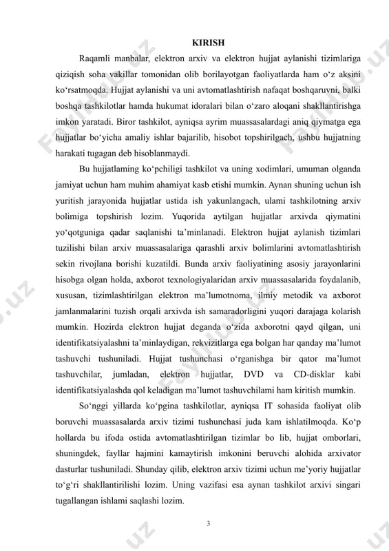 da hujjatlami chiziqli skanerlash orqali rossiya tarixiga doir arxiv hujjatlarini yig‘ish va saqlash ishlari amalga oshirilgan. xalqaro standartlashtirish tashkiloti hujjatlami boshqarish faoliyat sohalari uchun birinchi xalqaro standartni ishlab chiqdi. hujjatlami boshqarish va bu borada amaliy ishlami tashkil qilishdagi asosiy yo‘nalishlami iso 15489-1: 2001 standard belgilaydi. dunyoning ko‘pgina rivojlangan mamlakatlarida hujjat aylanishi uchun iso standartlari mavjud. har 3-5 yilda barcha standartlami hisobga olgan holda iso qayta ko‘rib chiqilgan (yangilangan yoki bekor qilingan) ishonchli standartlariga ega boladi. axborot sohasida normalar va standartlami ishlab chiqish hamda xalqaro standartlashtirish tashkilotida hujjatlami rasmiylashtirish asosiy o‘rinda hisoblanadi. masalan, texnik qo‘mita hamda texnik tartibga solish va metrologiya federal agentligi 46-sonli “axborot va hujjatlar” yig‘ilishida 34 ta iso a’zosi qatnashib qarorlar qabul qilishda ishtirok etgan. o‘z navbatida texnik qo‘mitaning axborot, kutubxonachilik va nashriyot standartlari tizimida ixtisoslashtirilgan kichik komissiyasi mavjud bo‘lib, vniidad mutaxassislari kabi ular ham hujjatlar bilan ishlashdagi normalami yaxshilanishida yetakchi rol o‘ynaydi. shuningdek, bular qatorida rossiya nomidan …