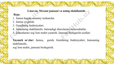 mexnat jamoasi va uning shakllanishi — PPTX