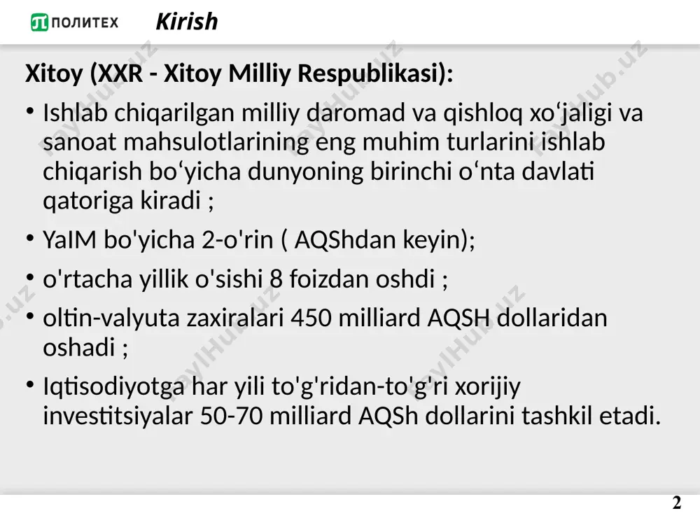 ati uchun soliq ishlab chiqarish, sotish yoki xizmat ko'rsatish sohasidagi soliq to'lovchilarning aylanmasi yoki sotish hajmi 2. daromad soliqlari *korxona foydasiga soliq (davlat va jamoa mulkidagi korxonalar, shuningdek, xususiy korxonalar, aktsiyadorlik korxonalari va aktsiyadorlik korxonalari); * xorijiy investitsiyalar ishtirokidagi korxonalar va xorijiy korxonalar foydasiga soliq; * shaxsiy daromad solig'i ishlab chiqaruvchi yoki vositachi tomonidan olingan foyda, shuningdek jismoniy shaxslarning shaxsiy daromadlari 3. soliqlar resurslardan foydalanish uchun * tabiiy resurslardan foydalanganlik uchun soliq (tabiiy renta); * shaharlar va tumanlar yerlaridan foydalanganlik uchun soliq (er solig'i) davlatga tegishli tabiiy resurslar. 4. maxsus maqsadli soliqlar * shahar qurilishini saqlash uchun soliq; * egallab olingan ekin maydonlariga soliq; * ko'chmas mulkka investitsiyalar bo'yicha soliq; * baholangan ko'chmas mulkni topshirish uchun soliq. yo'q. soliq guruhi soliqlarning turlari soliq solinadigan ob'ekt 5. mulk soliqlari * uy egalaridan olinadigan soliq; * shahar mulk solig'i; * meros bo'yicha berilgan mol-mulk solig'i (hali joriy etilmagan) 6. muayyan harakatlar (operatsiyalar) …