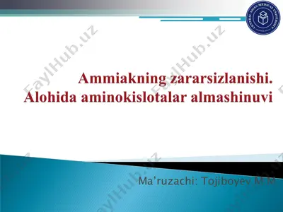 organizmdagi ammiak manbai va uning zararsizlantirish usullari — PDF