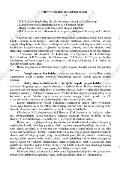 ruhiy rivojlanishi — DOCX