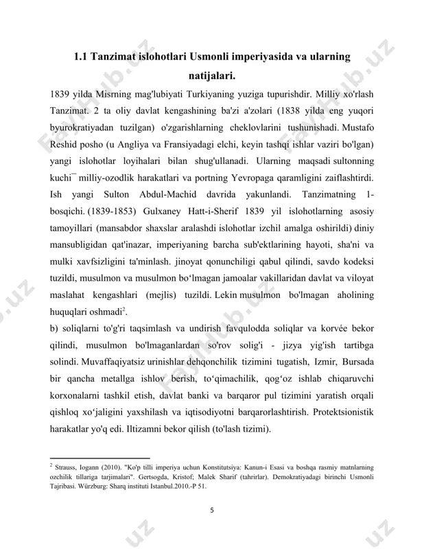 a yaratilgan. temir yo'llar qurish va dengiz transportini amalga oshirish chet elliklarning ishi. tanzimat islohotlari boʻyicha asosiy xulosa: ular yaxshilikni xohlashdi, lekin har doimgidek shunday boʻldi. 1858 yil. – jinoiy va yer huquqi 1864 yil. - qishloqlar to'g'risidagi qonun (ma'muriy-hududiy bo'linish) 1869 yil. - fuqarolik kodeksi. burjuaziya, yangi ziyolilar rivojlanishi uchun qulay sharoitlar. "yangi usmonlilar"ning paydo bo'lishiga turtki. tanzimat abdul-hamidning zulumi bilan yo’q bo’ladi ii. tanzimot (arab. — oʻzgarishlar, islohotlar; tur. — tanzimat) — usmonlilar imperiyasida 1839 yildan boshigacha adabiyotda qabul qilingan islohotlar nomi. 70-yillar 19-asr va ularni amalga oshirish muddati. tanzimotga usmonli imperiyasining konda vujudga kelgan inqirozining chuqurlashishi sabab boʻlgan. 18-asr ichki o'sishi tufayli qarama-qarshiliklar va yevropaliklar kurashining keskinlashuvi. bolqonda hukmronlik qilish uchun vakolatlar va balqon sharq (sharq savoli deb ataladi). shunda ham iqtisodiy va siyosiy mamlakatning tanazzulga uchrashi, urushlardagi mag'lubiyatlar, chetdagi feodallarning separatizmi, xalqning noroziligi soliq yukini oshirish orqali ommani va boshqa adovat shakllari mazlum xalqlarning zulmi va …