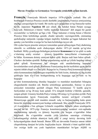 fransiya va germaniya: yevropada yetakchilik uchun kurash — DOCX