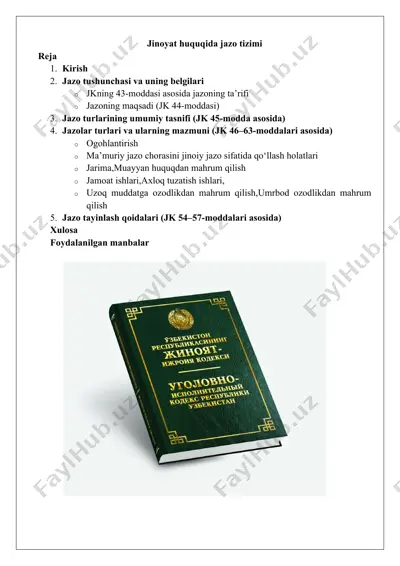 jinoyat huquqida jazo tizimi — DOCX