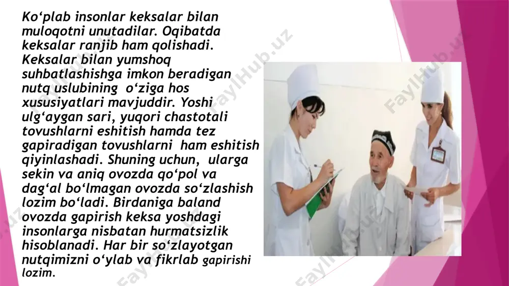 ko’pchilik kasalliklar va ularni davolash o‘t pufagi muammolari o‘t pufagi jigarning ostida joylashgan xaltadir. u yog‘li ovqatning parchalanishiga yordam beruvchi safro deb ataladigan achchiq, ko‘kimtir suyuqlikni to‘playdi. o‘t pufagi kasalligi ko‘proq 40 yoshdan oshgan semiz ayollarda uchraydi. belgilari: • qorin sohasining o‘ng qovurg‘alar pastida qattiq og‘riq. bu og‘riq ba’zan orqaning yuqorisiga-o‘ng kuragigacha boradi. og‘riq yog‘li yoki og‘ir ovqat iste’mol qilgandan bir soat yoki ko‘proqdan keyin paydo bo‘ladi. qattiq og‘riq qayt qilishga sabab bo‘lishi mumkin. • sassiq hid bilan kekirish. ba’zan isitma bo‘ladi. • ba’zan ko‘z sarg‘ayib qolishi mumkin. davolash: kasallikni aniqlash uchun “uzi” qildiring. yog‘li ovqat yemang. semiz odamlar oz yeb, ozishlari kerak. og‘riqni pasaytirish uchun spazmolitiklar (spazmga qarshi) iching. yalpiz ham yordam beradi ko‘pincha kuchli og‘riq qoldiruvchilar kerak bo‘ladi. bu holatda tibbiy yordam olganingiz ma’qul. agar kasalning isitmasi bo‘lsa u ampitsillin va gentamitsin qabul qilishi, hamda tibbiy yordamga murojaat etishi shart. og‘irroq va surunkali hollarda tibbiy yordamga murojaat qiling. …