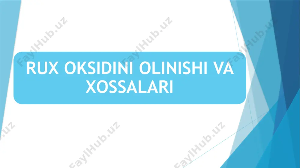sh va quyish ham nisbatan osondir. shu sababli ruxning ushbu qotishmalaridan mashinasozlikda detallarning aniq quymalarini tayyorlashda keng foydalaniladi. ruxning sulfidi, telluriti, selenidi va fosfidi mikroelektronikada juda keng ishlatiladigan yarim o‘tkazgichlardir. rux sulfidi shuningdek ko‘plab lyuminoforlarning tarkibiy qismi bo‘ladi. rux fosfididan kemiruvchilarga zahar sifatida ham foydalaniladi. optik shishalarni tayyorlashda rux selenidni qo‘llash orqali, linzaning o‘rta infraqizil diapazondagi yutish koeffitsiyentini barqarorlashtirish mumkin. rux qizdirilganda galogenlar va xalkogenlar bilan ta’sirlashib, tegishli tuzlar hosil qiladi. rux kо‘pgina metallarni ularning tuzlari eritmasidan sof holda qaytaradi: zn + 2na[au(cn)2] = na2[zn(cn)4] + 2au↓ 1-rasm. rux sulfidi rux gidroksid: rux gidroksid, zn(oh)2 — oq iviqsimon choʻkma holida rux tuzlari eritmasiga ishqor taʼsir ettirib olinadi. vaqt oʻtishi bilan kristall holga oʻtadi. amfoter birikmalar singari rux gidroksid ortiqcha ishqorda, kislotalarda va ammiakning suvli eritmasida oson eriydi. rux gidroksidning kislotalarda eruvchanligi neytrallanish reaksiyasiga asoslangan. rux birikmalari — asosiy qismi ruxdan iborat boʻlgan qotishmalar. tarkibida qoʻshilmalar sifatida alyuminiy, mis va magniy …