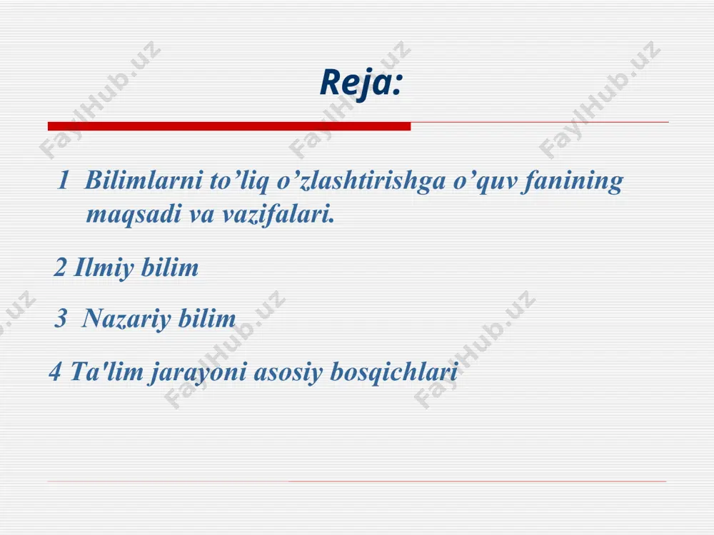 kllantirishdagi ikki yoqlama (ya'ni, o'qituvchi va o'quvchi faoliyati)jarayon bo'lib, u kishini shaxs sifatida hayotga va mehnatga ongli ravishda tayyorlash vositasi. tarbiya shaxsda muayyan jismoniy, ruhiy, axloqiy, ma'naviy sifatlarni shakilantirishga qaratilgan amaliy pedagogik jarayon; insonning jamiyatda yashashi uchun zarur bo'lgan xususiyatlarga ega bo'lishini ta'minlash yordamida ko'riladigan chora-tadbirlar yig'indisi. adabiyotlar: yo‘ldoshev.j.g‘.yangi pedagogik texnologiya yo‘nalishlari, muammolari, echimlari //xalq ta‘limi, 1999, №4. b.4-11. saidaxmedov n. «yangi pedagogik texnologiyalar mohiyati”. “xalq ta‘limi” jurnali. 1999,1-son farberman. b.l. ilg‘or pedagogik texnologiyalar. t.,2001 ochilov m.yangi pedagogik texnologiyalar. “nasaf” nashriyoti. 2000. image1.jpeg image2.jpeg image3.jpeg image4.jpeg image5.jpeg /docprops/thumbnail.jpeg