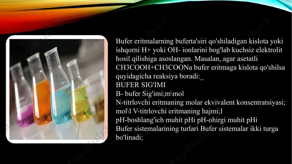 elektrolit eritmalaring ph ning qiymati, bufer eritmalarining tirik organizimdagi ro’li - Page 5