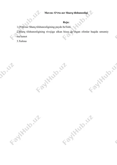 oʻrta asr sharq tilshunosligi — DOCX