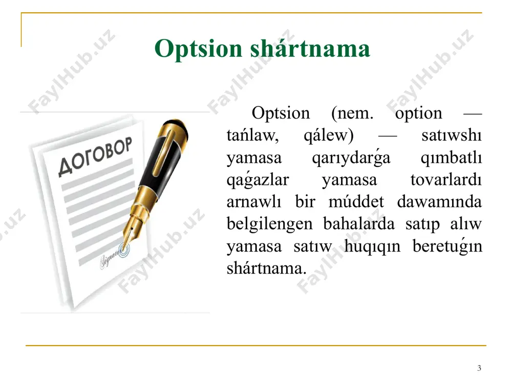 nsha bolsa birinshi valyuta ekinshi valyutaǵa, basqa sánede jetkiziw shárti menen satıp jiberiledi. 12 13 svop shártnamalarınıń basqa shártnamalardan qolaylıǵı sonda, olar valyuta qawip-xaterin tolıq jónge saladi. túrli sánelerde satıp alınǵan hám satilgan valyutalar teris svopni shólkemlesken halda satılıwı yamasa satıp alınıwı múmkin. sol sebepli, egerde esap -kitap sánelerindegi ayırmashılıqlar esabına qaplanbagan pozitsiya payda bolsa, ol ańsatǵana tolıq oranıwı yamasa kemeytiriliwi múmkin. 13 14 valyutalıq svop operatsiyası eki bólekten ibarat bolıp, birinshi bólegin ámelge asırıwda valyutalardıń dáslepki almasiwi (spot pitim), ekinshi bólegin orınlawda bolsa, qayta almasiwi (forvard pitimi) hám svop shártnamasınıń jabılıwı júz beredi. birinshiden, valyutalardıń bazalıq stuldı belgilew rejimine ózgertiw kirgizildi. endi swm hám sırt el valyutası yamasa eki sırt el valyutası ortasındaǵı svop pitimin dúziwde svop pitiminiń bazalıq stul (spot-kurs ) táreplerdiń ixtiyarina kóre erkin belgilenedi. ilgeri spot-kurs oraylıq bank tárepinen ornatılǵan hám svop pitimi dúzilgen waqıtta ámel etken valyutalar stulǵa teń bolǵan (yamasa kross-kurs tiykarında esaplanǵan - …