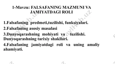 falsafaning mazmuni va jamiyatdagi roli — PPTX