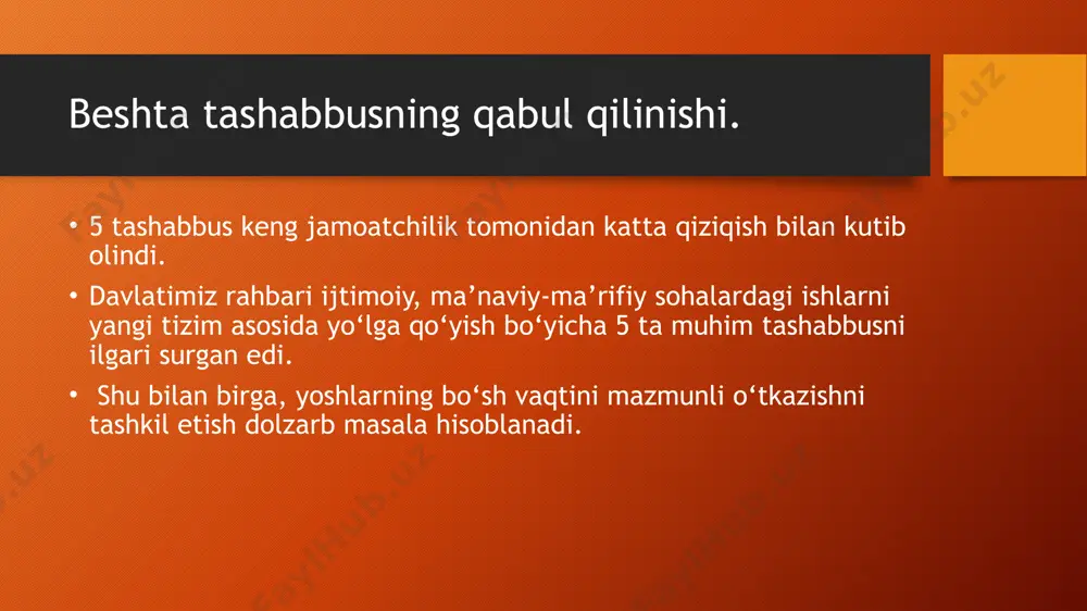 beshta tashabbus va uning yuksak ma’naviy madaniyatni ta’minlashdagi o‘rni - Page 5