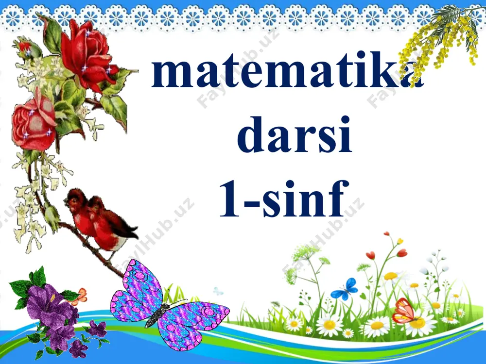 kazing. uchburchakni qo`ying. xo`sh nima deysiz? burchak turlari o`tkir to`g`ri o`tmas uchurchak va chizg`ichdan tashari yanada burchakni aniqroq chizadigan asbob-transportir,graduslarga bo`lingan chizg`ich, bunda 90° - to`gri burchak 0°dan 90°gacha – o`tkir burchak 90° katta - o`tmas burchak 2. masala tuzing va uni yeching: bor edi – ? ta qo‘shildi – 4 ta 10 ta ? dam olish daqiqasi: harakatli o’yin 3. 1) to‘g‘ri burchakdan kichik bo‘lgan bur chaklar ning tartib raqamini yozing; 2) to‘g‘ri burchakdan katta bo‘lgan bur chaklar ning tartib raqamini yozing davlat madhiyasi serquyosh, hur o’lkam, elga baxt najot, sen o’zing do’stlarga yo’ldosh, mehribon. yashnagay to abad ilmu, fan ijod, shuhrating porlasin toki bor jahon. naqarot oltin bu vodiylar jon o’zbekiston, ajdodlar mardona ruhi senga yor. ulug’ xalq qudrati jo’sh urgan zamon, olamni mahliyo aylagan diyor. bag’ri keng o’zbekning o’chmas iymoni, erkin, yosh avlodlar senga zo’r qanot. istiqlol mash’ali, tinchlik posboni, haqsevar, ona yurt, mangu bo’l obod. naqarot …