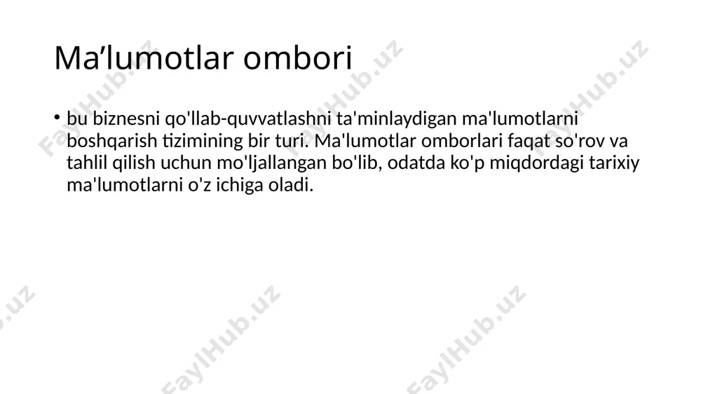 va dasturiy vositalar orkali qullaniladigan modelning shakli aniqlanadi. snowflake sxemasi nomini shaklidan oladi, u ko'p o'lchovli ma'lumotlar bazasida jadvallarning mantiqiy sxemasini aks ettiradi. yulduzlar sxemasida bo'lgani kabi, qor parchasi sxemasi o'lchovlar jadvallari bilan bog'langan markazlashtirilgan ma'lumotlar jadvali bilan ifodalanadi. farqi shundaki, bu erda o'lchov jadvallari boshqa bir qator o'lchov jadvallari bilan normallashtiriladi - yulduzlar sxemasida o'lcham jadvallari to'liq normallashtiriladi, har bir o'lcham bitta jadval sifatida taqdim etiladi, qor parchasi sxemasidagi tegishli jadvallarga qo'shilmaydi . o'lchov jadvallari qanchalik normallashtirilsa, qor parchasi sxemasining tuzilishi shunchalik murakkab ko'rinishga ega. siz yaratgan qor parchasi effekti faqat o'lchov jadvallariga ta'sir qiladi va haqiqat jadvallariga taalluqli emas. image1.png image2.png image3.png image4.png image5.png image6.png /docprops/thumbnail.jpeg