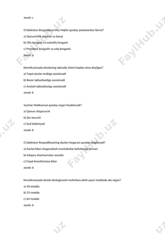 o‘zbekiston respublikasi konstitutsiyasi haqidagi test savollari - Page 5