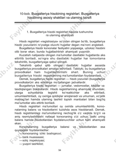buxgalteriya hisobining registrlari — DOCX