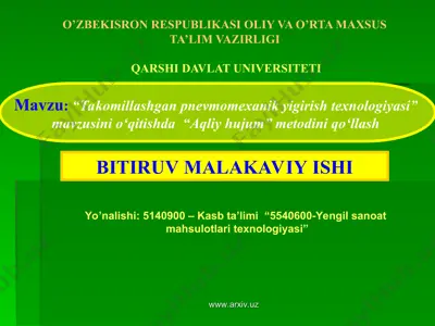takomillashgan pnevmomexanik yigirish texnologiyasi — PPT