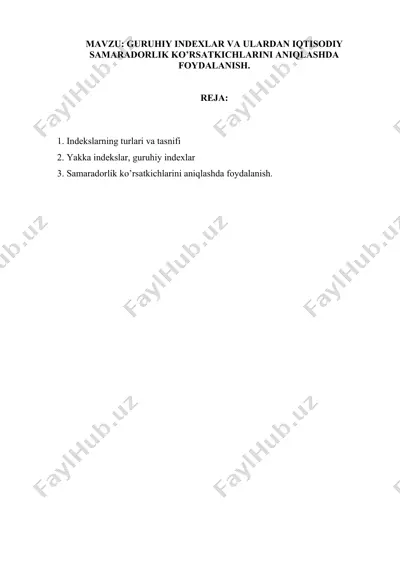 indekslarning turlari va tasnifi — DOCX