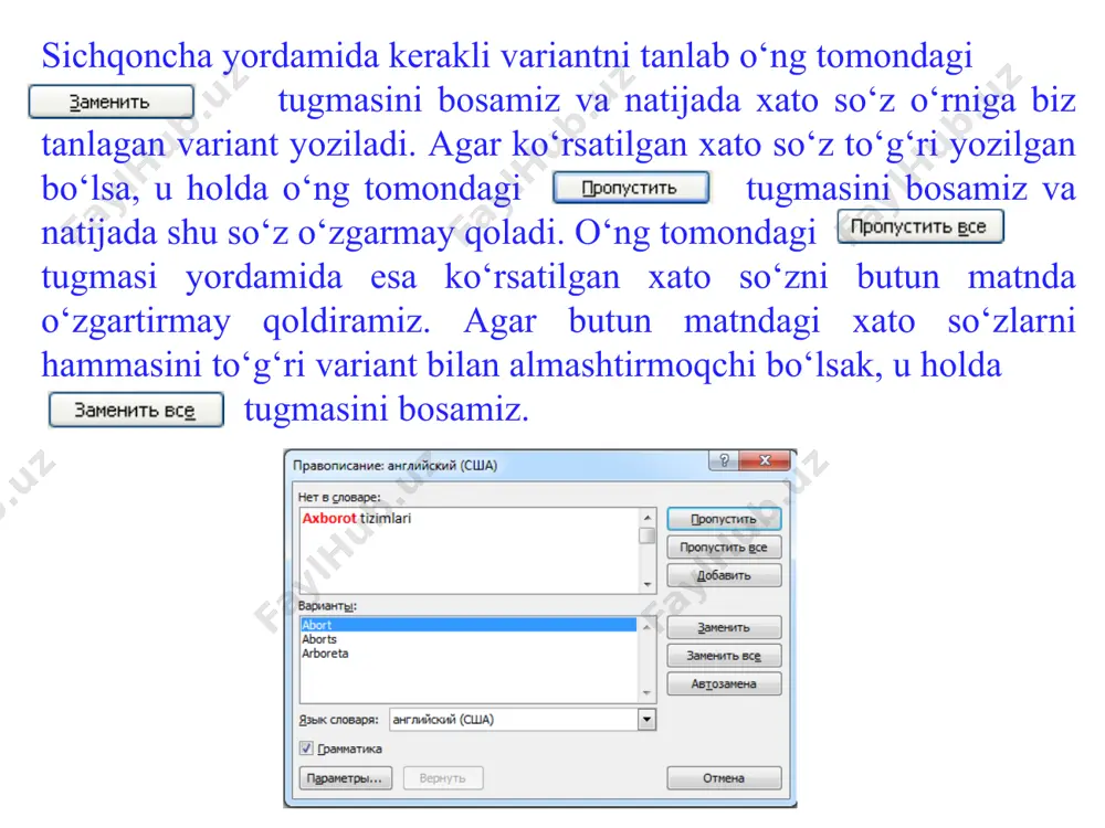 ‘ra o‘ng va pastki tomonga cho‘zilishi mumkin. jadvallar ustunlar, satrlar va xonalardan iborat bo‘ladi. shulardan asosiy e’tiborni ustunlarga qaratishimiz kerak, chunki agar ustunlar sonida biz adashsak, u holda jadvalimiz yoki varaqga sig‘masligi yoki juda kichik bo‘lishi mumkin. jadval satrlari esa matn satrlariga o‘xshash holda bitta varaqadan ikkinchiga o‘tish imkoniyati bor. t/r familiyasi va ismi ma’lumot millati tug‘ilgan yili manzili 1 2 3 jami: jadvalning ustun va satrlari chegaralangan. ushbu chegarani biz sichqoncha yordamida o‘zgartirishimiz (siljitishimiz) mumkin. buning uchun kerakli chegarani sichqoncha bilan ko‘rsatamiz, shunda sichqoncha quyidagi ko‘rinishlarga o‘tishi mumkin. - vertikal chegaralarda - jadval ustunlar enini o‘zgartirish. - gorizontal chegaralarda - jadval satrlar bo‘yini o‘zgartirish. - xonalar chap tomonida - jadval xonalarini tanlash. - ustun tepa qismida - jadval ustunini tanlash. blok - matnning ixtiyoriy ajratilgan qismidir. blokka olish uchun sichqonchaning chap tugmasini ezib qo‘yvormasdan yurgiziladi va kerakli qism ajratiladi yoki [shift] klavishini bosib qo‘yvormasdan strelkalar bilan kerakli qism ajratiladi. …