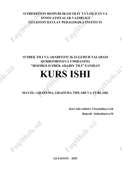 "grafema, grafema tiplari va turlari" — DOCX