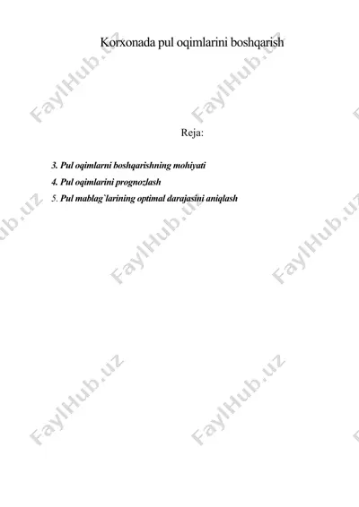 korxonada pul oqimlarini boshqarish — DOC