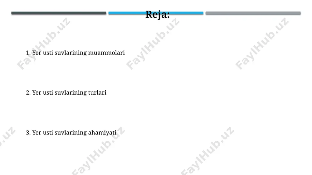 50 dan ortiq parametrlarni onlayn kuzatish va boshqarish imkonini beruvchi intellektual platformalar suv resurslaridan foydalanish samaradorligini oshiradi. ko'llar va botqoqliklar o'rta osiyo ko'llari va botqoqliklarining 70% dan ortig'i qishloq xo'jaligi va sanoat ehtiyojlari uchun suv olish natijasida qisqargan yoki butunlay qurib qolgan. ko'llar va botqoqliklar yuzaki suvlarning 2% dan kamini tashkil qilsa-da, biologik xilma-xillikni saqlashda muhim ahamiyatga ega, chunki ular ko'plab o'simlik va hayvon turlarining yashash joyidir. suv ifloslanishi muammolari sanoat korxonalari chiqindilarining 25% ga yaqini etarli darajada tozalanmay suv havzalariga tushib, biologik xilma-xillikni kamaytiradi va suv resurslarining ehtiyotlarini tugatadi. suv ifloslanishining 70% dan ortig'i qishloq xo'jaligidagi pestitsidlar va mineral o'g'itlardan foydalanish bilan bog'liq bo'lib, bu esa er osti suvlarining sifatiga jiddiy ta'sir ko'rsatadi. yer osti suvlarining ta'siri yer osti suvlarining sifati, ayniqsa, sanoat chiqindilari ta'siri ostida 50% gacha ifloslanishi mumkin, bu esa inson salomatligiga va atrof-muhitga salbiy ta'sir ko'rsatadi. yer osti suvlarining oqimining o'zgarishi, masalan, 10% ga kamayishi, qishloq …