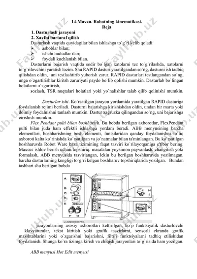 robotning kinematikasi — DOCX