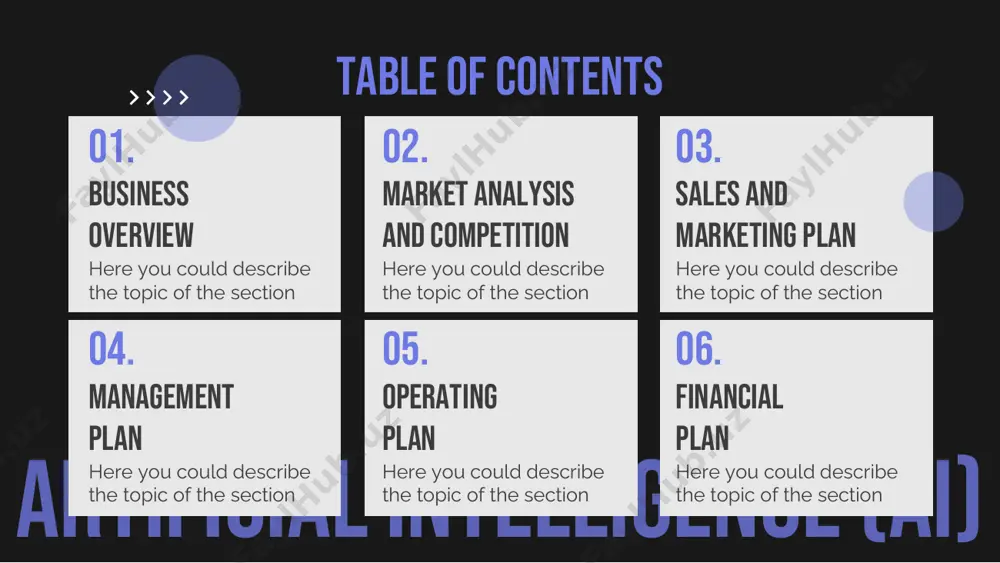 _zxgxy_ovkluyqwrdm/copy https://slidesgo.com/slidesgo-school/presentation-tips/how-to-modify-a-graph-in-our-templates?utm_source=slidesgo_template&utm_medium=referral-link&utm_campaign=how-to-modify-a-graph-in-our-templates&utm_term=slidesgo-school&utm_content=how-to-modify-a-graph-in-our-templates https://slidesgo.com/slidesgo-school/presentation-tips/how-to-modify-a-graph-in-our-templates?utm_source=slidesgo_template&utm_medium=referral-link&utm_campaign=how-to-modify-a-graph-in-our-templates&utm_term=slidesgo-school&utm_content=how-to-modify-a-graph-in-our-templates artificial intelligen ce (ai) competition analysis company 1 company 2 company 3 company 4 jupiter saturn neptune /(ai) sales and marketing plan 03. you can enter a subtitle here if you need it /(ai)/(ai)/ /(ai)/(ai)/ our services jupiter it’s the biggest planet in the solar system mercury mercury is the closest planet to the sun venus venus has a beautiful name, but it’s terribly hot saturn saturn is the ringed planet and a gas giant mars despite being red, mars is a cold place, not hot neptune it’s the farthest planet from the sun artificial intelligen ce (ai) break-even analysis big loss mercury is the closest planet to the sun loss jupiter is the biggest planet of them all break-even point mars is actually a very cold place profit venus is the second planet from the sun high profit earth is the beautiful planet we live on …