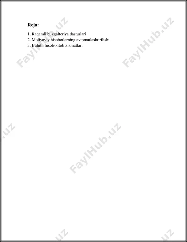 irilayotganini ko'rsatadi. hisobot shuni ko'rsatadiki, bu dasturlarni joriy etish orqali kichik bizneslar o'z vaqtini 86% gacha tejashi mumkin. raqamli buxgalteriya dasturlaridan foydalanadigan kompaniyalar odatda 15% dan 30% gacha xarajatlarni yaxshi optimallashtirishi mumkin. bu dasturlar moliyaviy holatni yaxshiroq nazorat qilish imkonini beradi, shu jumladan, pul oqimlarini samarali kuzatish va to'lov vaziyatlarini tahlil qilish. yana bir muhim omil — xavfsizlik. buxgalteriya dasturlari odatda kuchli xavfsizlik choralari bilan himoyalangan bo'ladi. moliyaviy ma'lumotlar maxsus shifrlash texnologiyalari orqali himoyalanadi, bu esa noxush hodisalarning oldini olishga ko'maklashadi. bunday dasturlar yordamida ma'lumotlarni bulutda saqlash funksiyasi mavjud bo'lib, bu ham xavfsizlikni oshiradi. yana bir statistik ma'lumot shuni ko'rsatadiki, raqamli buxgalteriya dasturlarini qo'llayotgan kompaniyalarning 72% yangi mijozlar jalb qilish va mijozlar bilan o‘zaro aloqani yaxshilashga erishgan. bu raqamlar ushbu dasturlar yangi mijozlar uchun qanday afzalliklar taqdim etishini ochib beradi. buxgalteriya dasturlari bozorida turli xil ishlab chiqaruvchilar mavjud. ularning eng mashhurlari orasida quickbooks, xero, sap, oracle netsuite va myob kabi …