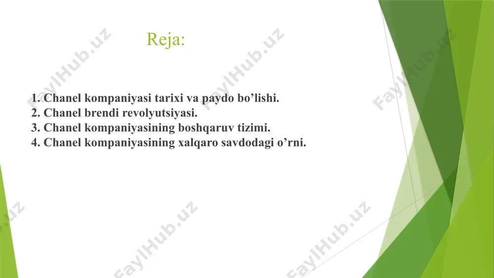 zanjirli sumka va yirik bijuteriya — birinchi navbatda kameliya broshlari va sunʼiy marvaridlar edi. uning firmasi tomonidan ishlab chiqarilgan " chanel no. " 5 " atri 20-asrning parfyumeriya bestselleriga aylandi. chanel 1920-yillardan beri ishlatilib kelinadigan, oʻzaro birlashtirilgan cc harflari aks etgan mashhur monogrammasini oʻzi oʻylab topgan. chanel kompaniyasi tarixi va paydo bo’lishi. shanelni ikkinchi jahon urushi paytida germaniya fransiyani bosib olgan davrda oʻz professional nuqtai nazaridan kelib chiqib yoʻl tutgan holda natsistlar hukumati bilan yaqin aloqada boʻlganligi uchun tanqid qilishar edi. shu yoʻl bilan chanel nemis diplomati baron (fraygerr) xans gunter fon dinklage bilan yaqin munosabat oʻrnatgan edi. urushdan keyin chanel u bilan boʻlgan munosabatlari haqida soʻroqqa tutildi, ammo britaniya bosh vaziri uinston cherchillning aralashuvi tufayli unga hamkorlik qilish aybi qoʻyilmadi. urushdan keyingi bir necha yilni shveysariyada oʻtkazgandan soʻng, u parijga qaytib keldi va oʻz moda uyini qayta tikladi. 2011-yilda amerikalik jurnalist xel vogan chanel haqida u reyxsfürer-ss natsistlar xavfsizlik …