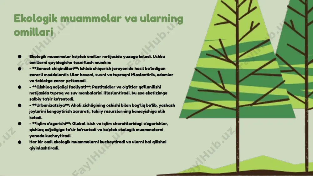 muhitni tiklash, barqarorlikni oshirishda muhim rol o'ynaydi. ushbu usullar nafaqat ekosistemalarni himoya qiladi, balki ularning barqarorligini ham ta'minlaydi. tabiatni muhofaza qilishda innovatsiyalar innovatsion texnologiyalar tabiatni muhofaza qilishda muhim rol o'ynaydi. ular tabiiy resurslarni samarali boshqarish va ekologik muammolarni hal etishda yangi imkoniyatlar yaratadi. yangi texnologiyalar: - qr kodlar yordamida resurslarni monitoring qilish osonlashadi. - sensorlar atrof-muhit ma'lumotlarini real vaqt rejimida olish imkonini beradi. - dronlar orqali qiyin joylarni tekshirish mumkin. innovatsiyalar orqali tabiatni muhofaza qilishda ko'plab muvaffaqiyatlarga erishildi, masalan, yo'qolib ketayotgan turlarni saqlab qolish va suv sifatini yaxshilash. photo by marco canepa on unsplash tabiatni muhofaza qilishda xalqaro hamkorlik xalqaro tashkilotlar ekologik muhofaza qilishda muhim rol o'ynaydi. bmt, yevropa ittifoqi va boshqa tashkilotlar, tabiiy resurslarni saqlash va global muammolarni hal qilishda davlatlar o'rtasida hamkorlikni rivojlantirishga yordam beradi. ular ekologik siyosatlarni ishlab chiqish va amalga oshirishda tajribalarni almashish, moliyaviy yordam ko'rsatish va bilimlarni kengaytirishda faol ishtirok etadi. o'zbekistonning xalqaro miqyosda muhofaza …